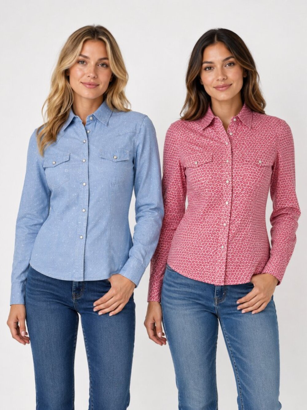 Sherry Cervi Bundle Women's Snap Front Cowgirl Western Blouse Flap Pockets Sz S